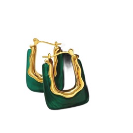 Hoop Style Earrings (Green And Gold)