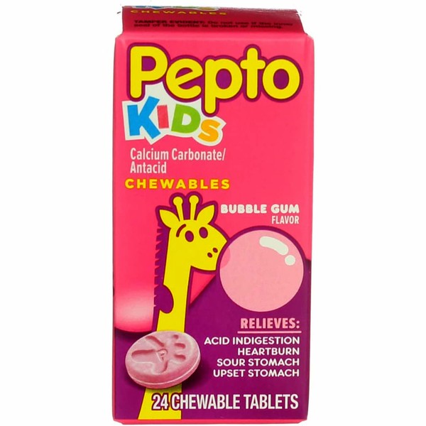 Pepto Bismol Children`s Chewable Tablets Bubble Gum 24 Ct (5 Pack)