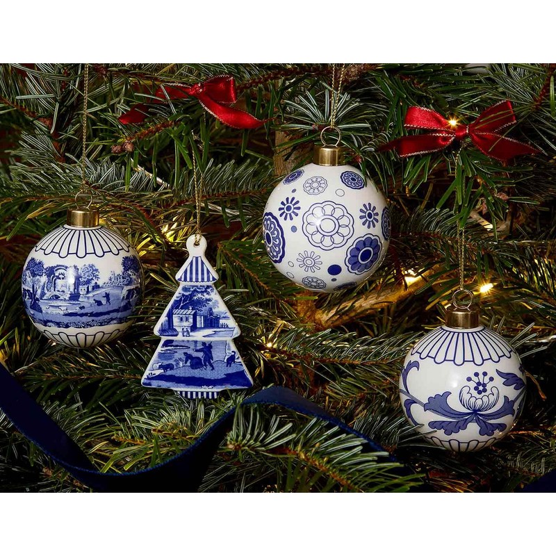 Spode Blue Italian 7 cm Ceramic Christmas Bauble - Spokes