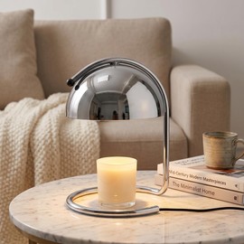 LUDENGJI Modern Candle Warmer Lamp Silver，Wide-Base Scented Candle Warmer with Timer and Dimmer, Modern Candle Melter, Home Decor Table Lamp