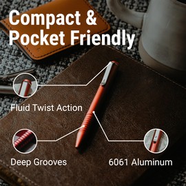 Everyman Crimson Mini Twist Grafton Pen, Mini EDC Pen, Refillable Pocket-Size Metal Writing Pen, Versatile with Cartridges, Gift for Office, Business, Executive