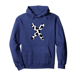 Creative Bold Marker Letter X - Cow Pattern Design Pullover Hoodie