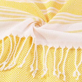 Genovega 1 Packs Oversized Cotton Turkish Beach Bath Towel Set 74"x38" Extra Large Sand Free Quick Dry Swim Camping Pool Clearance Towels Travel Blanket Adult Essentials Stripe Yellows