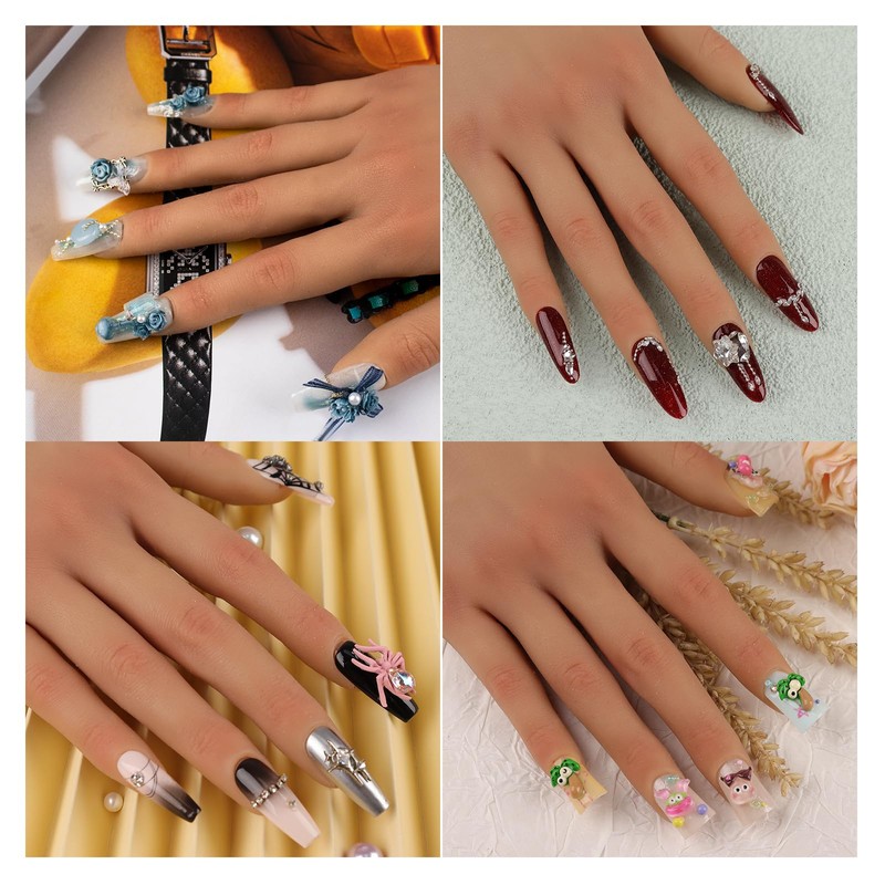 Nail Trainning Practice Hand with Clamp, Acrylic Nail Technician Manicure