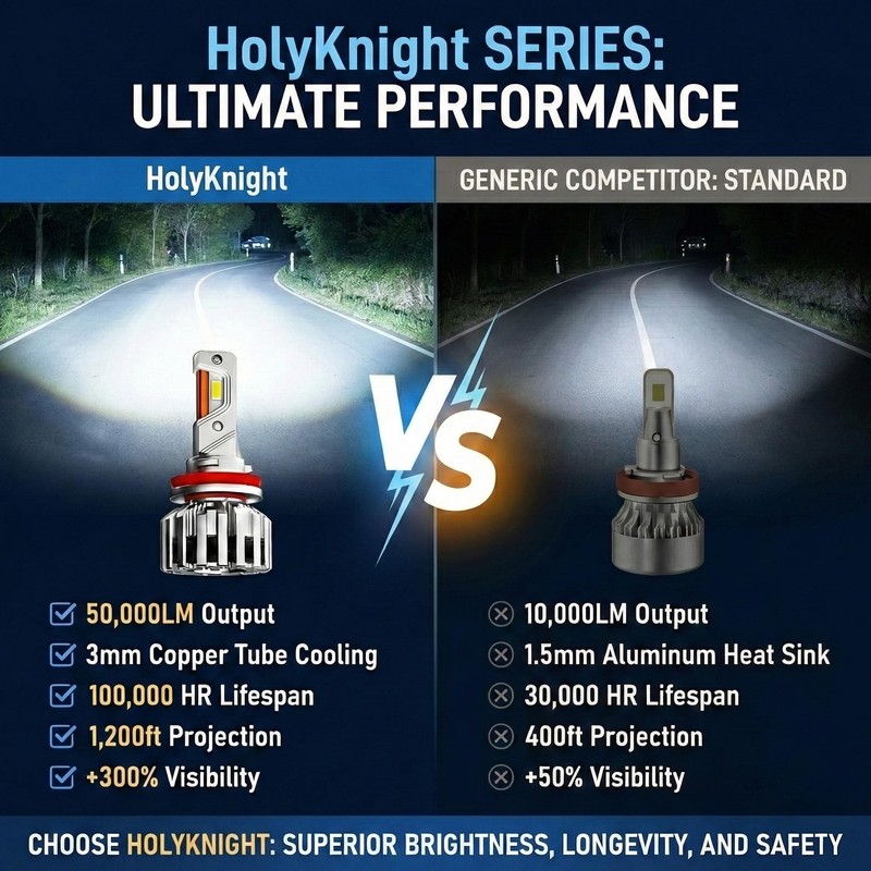 LUXSTER HolyKnight 9005 HB3 50000lm 55W LED Light Bulbs, 9145