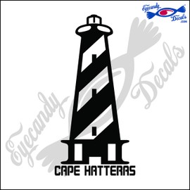 Eyecandy Decals Cape Hatteras Lighthouse North Carolina with Name 6" Decal Sticker Black