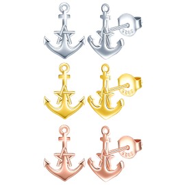 MicLee Stud Earrings 925 Sterling Silver Women's Simple Anchor Star Earrings with Gift Bag Super Christmas Gift, Silver