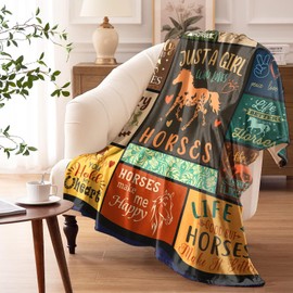 standhustle Horse Girl Blanket Horses Themed Gifts for Girls Women - Just A Girl Who Loves Horse 50" X 60" Throw Blanket - Christmas Birthday Present for Horses Lovers Teenage Girls