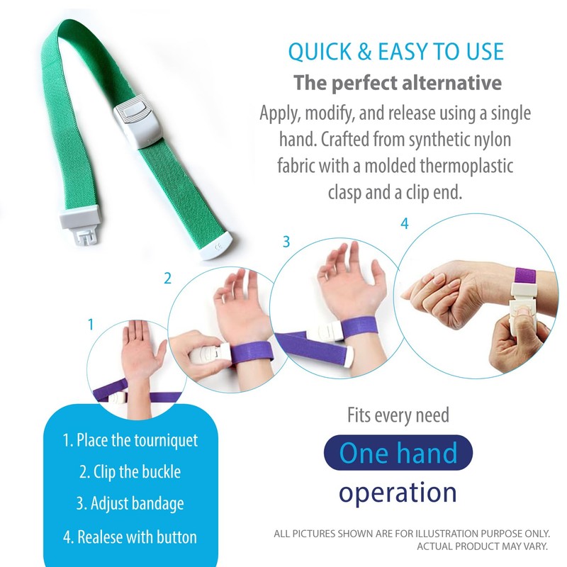 Deke Home - Elastic Tourniquet with Quick Release Buckle, Latex-Free