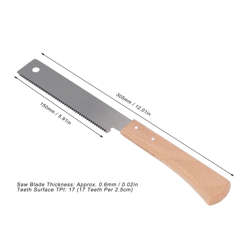 Small Hand Saw for Tang Cutting Wood, Beech Wood Handle,
