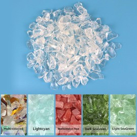 RUIRUI Fire Glass for Fire Pit, 10 Pounds Reflective Fireplace Glass 1/2 Inch Glass Rock for Outdoorliving and Indoors Firepit Glass Decoration (Light White)