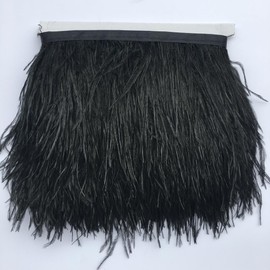 Sowder Ostrich Feather Trim Fringe Sewing Ribbon for Wedding Crafts Costumes Decoration DIY 2 Yards 3-4inch Width(Black)