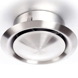 DOMUX VMC Mouthpiece 150mm Stainless Steel Exhaust Outlet Adjustable Round 150mm Exhaust or Blow in 304 Stainless Steel for Ducting and VMC Jacket, Cooker Hood and Extractor Hood - Wall or Ceiling