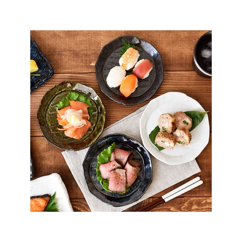 Tableware kt-053-01 Japanese Tableware, Medium Plate, Line, 6.3 inches (16