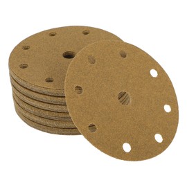 VekAuto 50 Stk. Schleifscheiben, 6" 9 Loch 60 Körnung Universal für Metall, Holz, Automobilreparatur Haltbarkeit Aluminiumoxid-Papierbasis Gelb