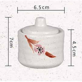 Ceramis Japanese Mini Sugar Bowl Seasoning Pot Salt Pepper Storage Jar with Lid Spoon,70ml