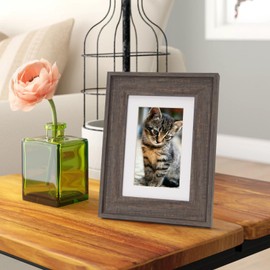 WYNCO 5x7 2pk Charcoal on Gold Tone Vintage 1.5" Wide Molding Picture Frame, Matted for 3.5x5.5 inches Photos, Fine Arts, Prints, Drawings, Real Glass Protection