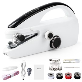 LetCart Hand Sewing Machine, Portable Mini Electric Sewing Machine with Sewing Accessories for Beginners, Easy to Use and Quick to Sew, Suitable for DIY Clothing, Cutains, Home Travel, Fabrics