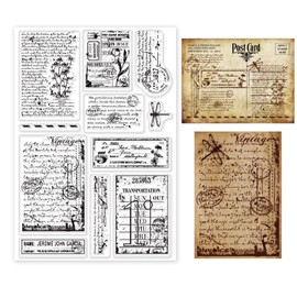 GLOBLELAND Vintage Handwriting Clear Stamps for DIY Scrapbooking Decor Vintage Daisy Dragonfly Gifts Silicone Stamp Greetings Transparent Stamps for Making Cards Photo Album Decor 6.3x4.3inch