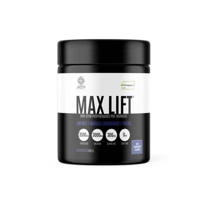ATP Science Max Lift Non-Stim Performance Pre-Workout 40 Serves Blue