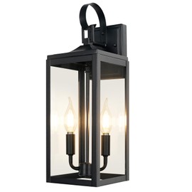 OKELI Outdoor Wall Lighting Fixtures Sconce, Front Porch Light Outdoor, Exterior Wall Lantern Anti Rust Lights for House, Waterproof Lamp for Garage (Black, 19 Inch No Sensor)