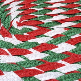 CAIT CHAPMAN HOME COLLECTION Festive Braided Woven 12"x18" Oval Holiday Red Green White Polypropylene Plastic Placemats, Set of 6