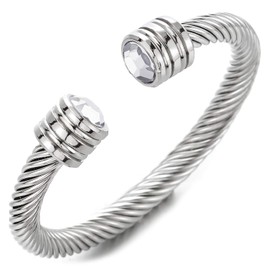 COOLSTEELANDBEYOND Men's Women's Stainless Steel Gold-Coloured Twisted Steel Cable Bangle Bracelet with Black Resin Bead, Elastic Adjustable, 17 centimetres, Stainless Steel