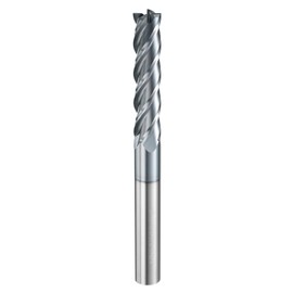 HARFINGTON Carbide Square Nose End Mill Bit 3/8" Cut Dia 4 Flutes TiAlN Coated Milling Cutter for Hardened Steel Metal (3/8" Shank 1-3/4" Cut Length 4" Long 30 Degree Helix HRC53-55)