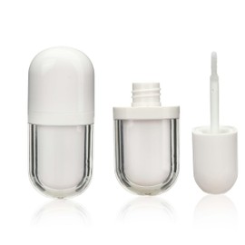 COSIDEA 20pcs 5ml 0.17oz Empty White Flat lip gloss tubes with wand Cute lipgloss container for small business