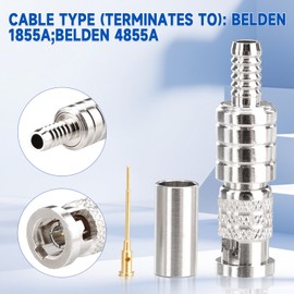 Superbat HD Micro BNC Adapter BNC Connector Compression Connector 75 Ohm Crimp Adapter 2 Pieces for Belden 1855A / Belden 4855R Cable, SDI, HD-SDI, Video Camera System