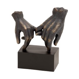 Deco 79 Polystone Hands Sculpture, 9" x 4" x 10", Black