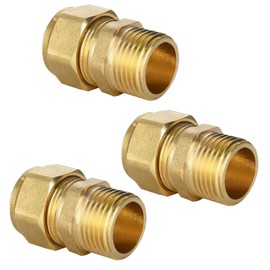 Wjelet Compression Fitting 20 mm x 1/2 Inch Male Thread Brass Clamp Connector Screw Fitting Transition for Aluminium Composite Pipe DVGW and Aluminium Composite Pipe Pack of 3