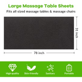 50PCS Large Disposable Massage Table Sheets, 31" X 79" Black Breathable Disposable Bed Sheets for Massage Beauty Salon, SPA Bed Sheets Lash Wax Tattoo Bed Covers, Soft Non Woven Fabric