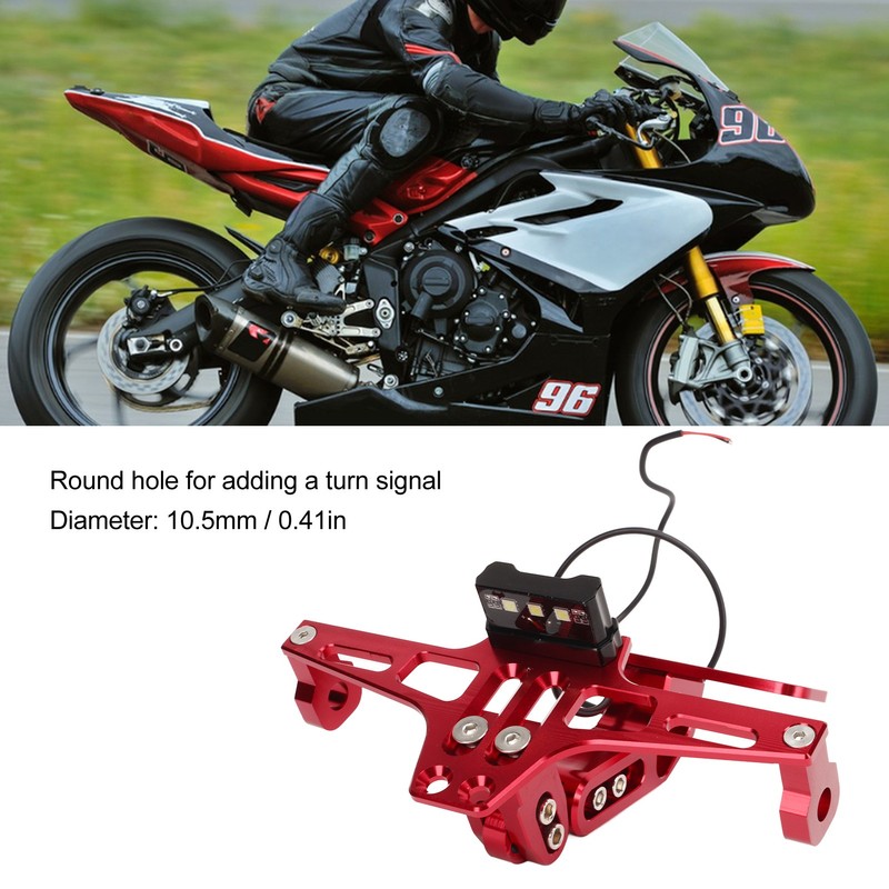 Motorcycle License Plate Mount Adjustable License Plate Holder with Taillight