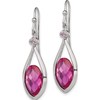 Sterling Silver Rh-Plated Polished Synthetic Pink Bead Shepherd Hook Earri