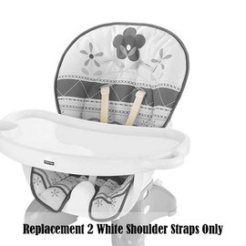 Replacement Parts for Fisher-Price Space Saver High Chair - BGB27 ~ Fits Many Models ~ Includes 2 White Replacement Shoulder Straps