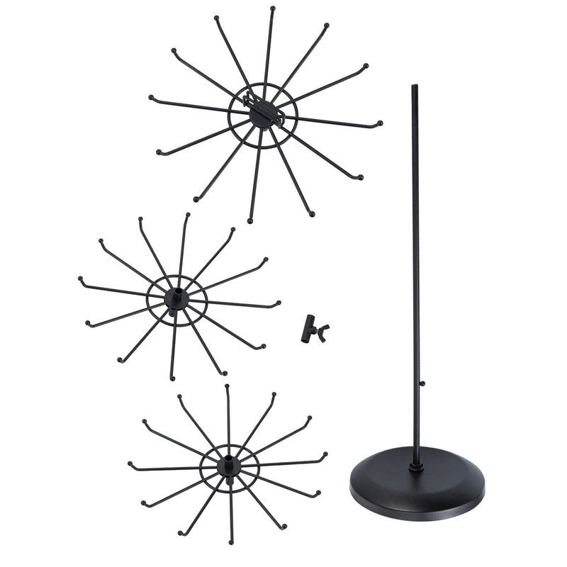 MyGift 3 Tier Classic Matte Black Metal Jewelry Tree with