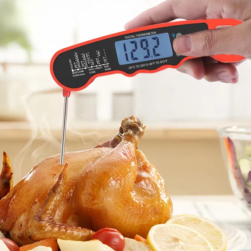 Digital Meat Thermometer, Waterproof Kitchen Thermometer with Backlight and Hold,