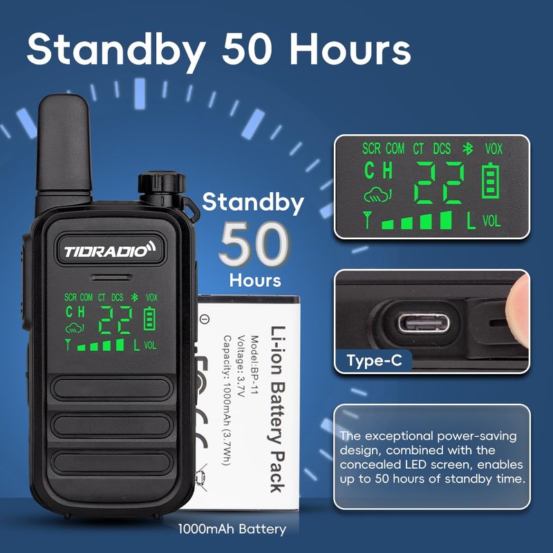 TIDRADIO TD-M11 Walkie Talkies Waterproof IP67 Long Range FRS Two-Way
