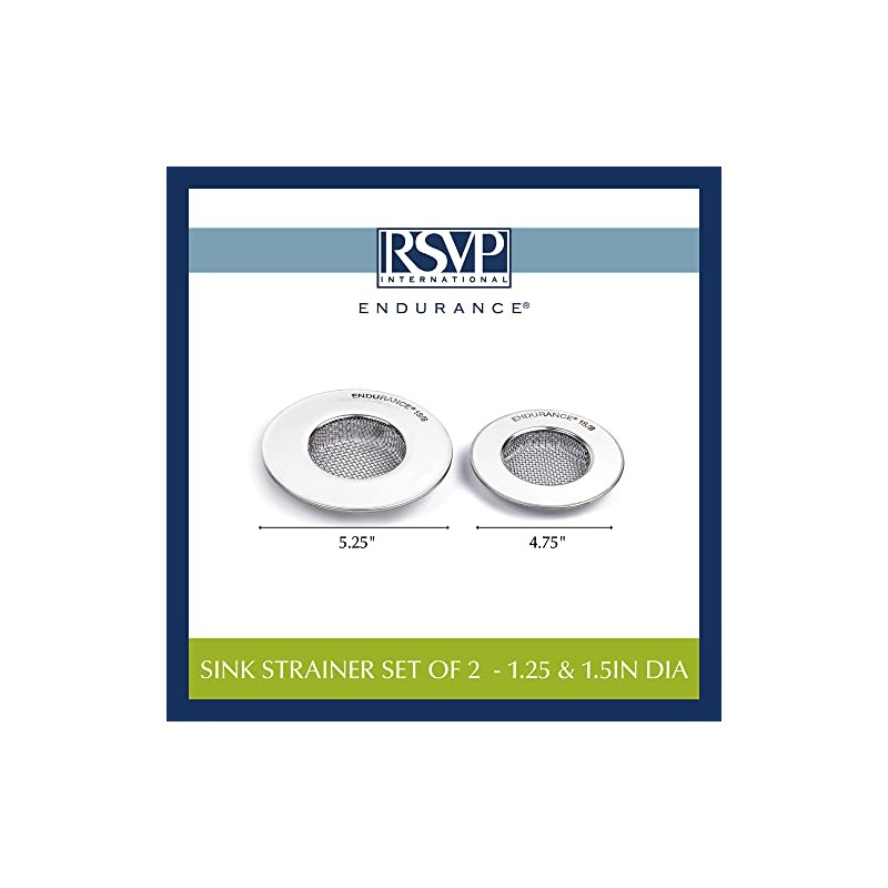 RSVP International Stainless Steel Kitchen Sink Strainer, Food Scrap Trap,