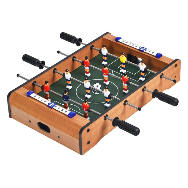 GYMAX Foosball Table, 20” Tabletop Soccer Game with Complete Accessory 2 Balls Score Recorder, Portable Foosball Table for Kids Adult Family Night, Party, Pub, Club