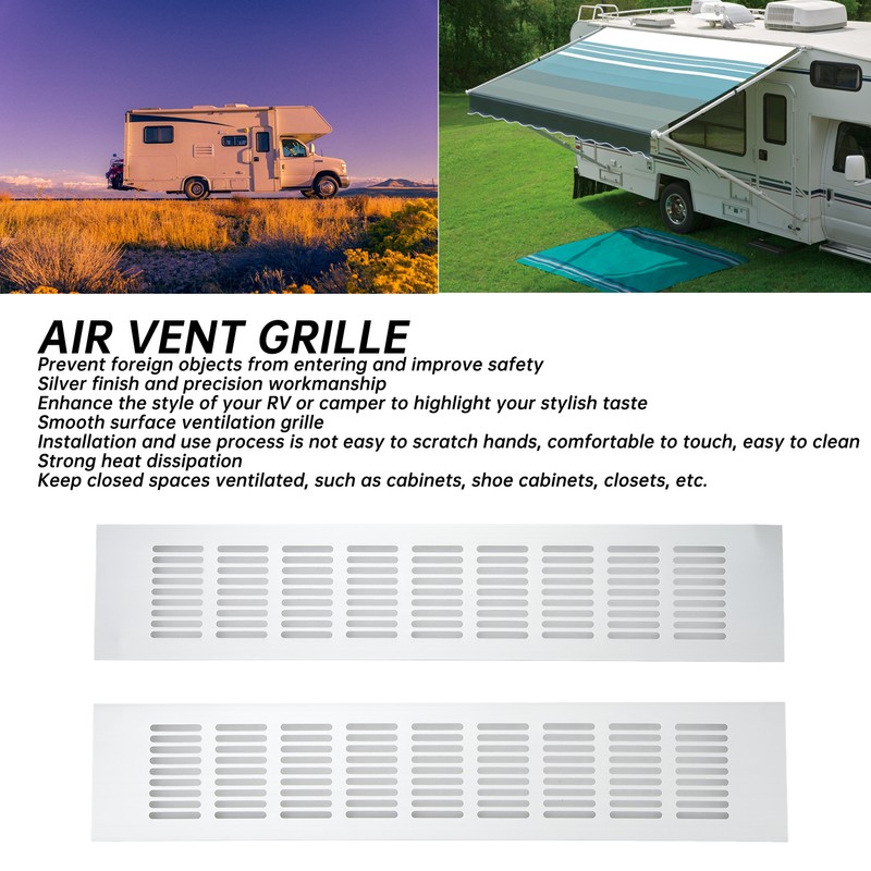 2 Pcs Air Vent Ventilation Grille Aluminium Alloy Rectangular Vent