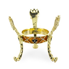 BestPysanky Eagles Gold Tone Metal Ostrich Egg Sphere Stand Holder Display 3.4 Inches Tall