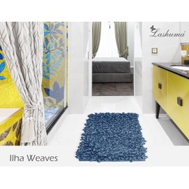 Lashuma Badezimmer Teppich Jeansblau, geeignet für Fußbodenheizung 50x70 cm