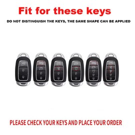 TECART Key fob Replacement Fit for Hyundai Venue Santa Fe Kona Accent Carbon Pattern Key Metal 3/4/5 Buttons White