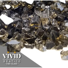 VIVID Heat Sparkling Bronze 1/2" Premium Reflective Fire Glass for Fireplace and Fire Pit - 40lbs