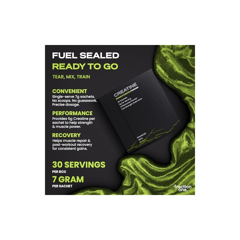 Fraction One Creatine Monohydrate Sachets - Lab Verified, UK 3rd