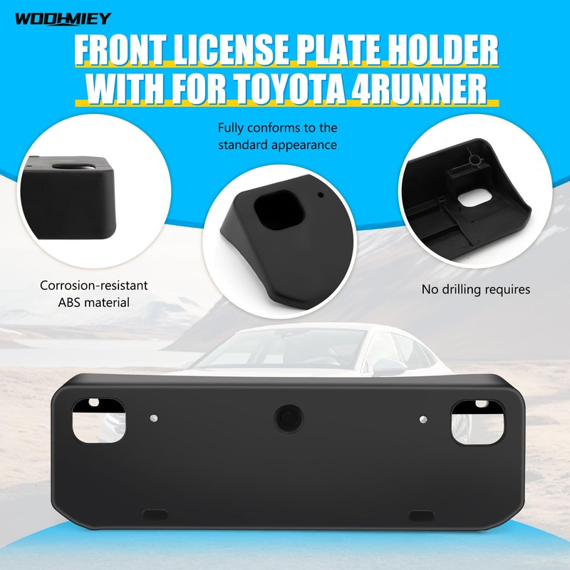 WODHMIEY Front License Plate Bracket, Fit for 4Runner 2010-2024+, Front