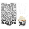 BLUE PANDA Cow Paper Ice Cream Cups with Spoons, Farm