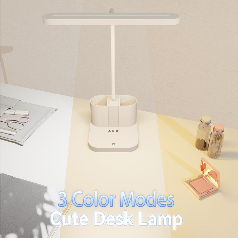 AXX White Desk Lamp for College Dorm Room, Cute, LED,